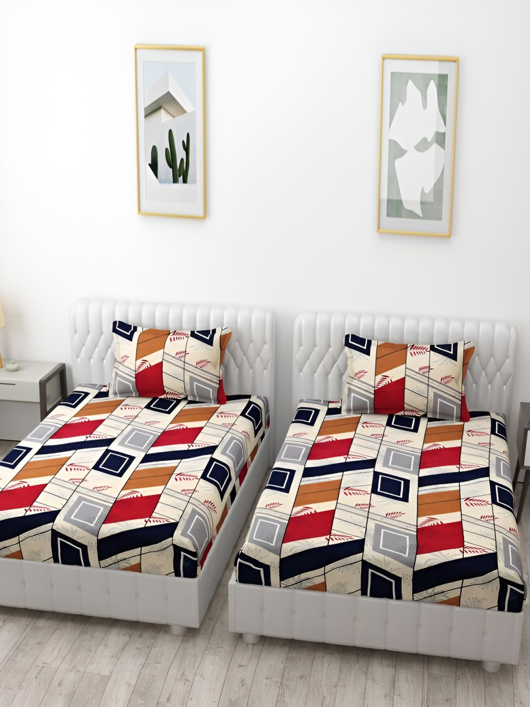 

Bromwick Cream & Red Floral Cotton 210 TC 2 Single Bedsheet With 2 Pillow Covers