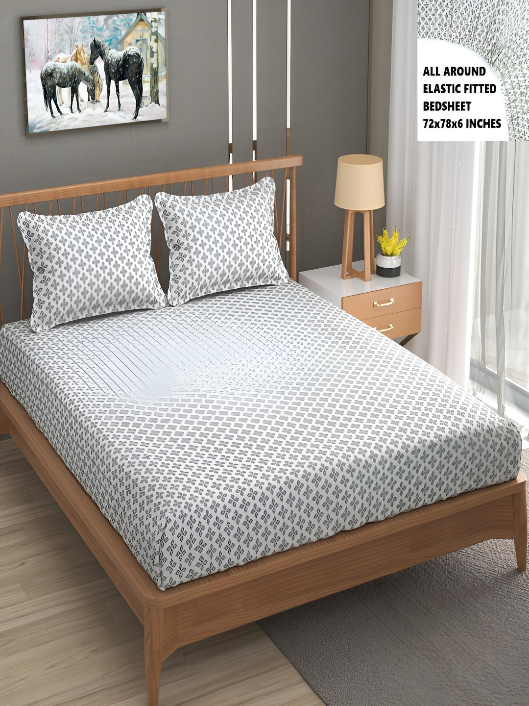 

Bromwick Grey & White Floral Cotton 210 TC Crib Bedsheet with 2 Pillow Covers