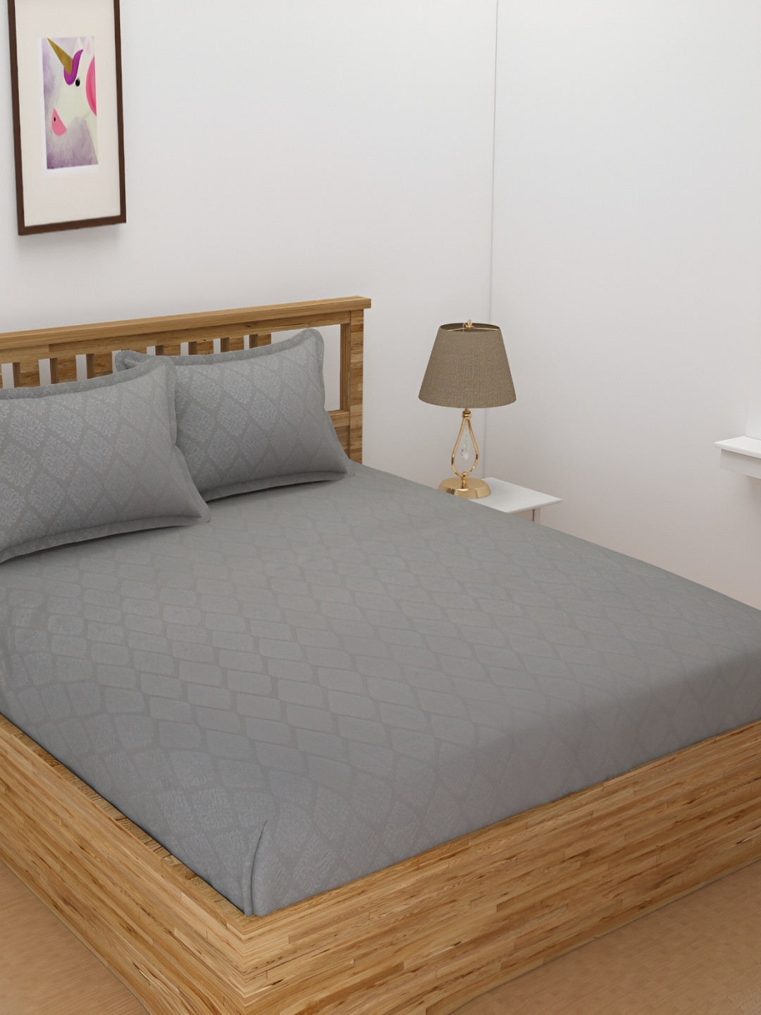 

Bromwick Grey Ethnic Motifs Cotton 210 TC Fitted Crib Bedsheet with 2 Pillow Covers