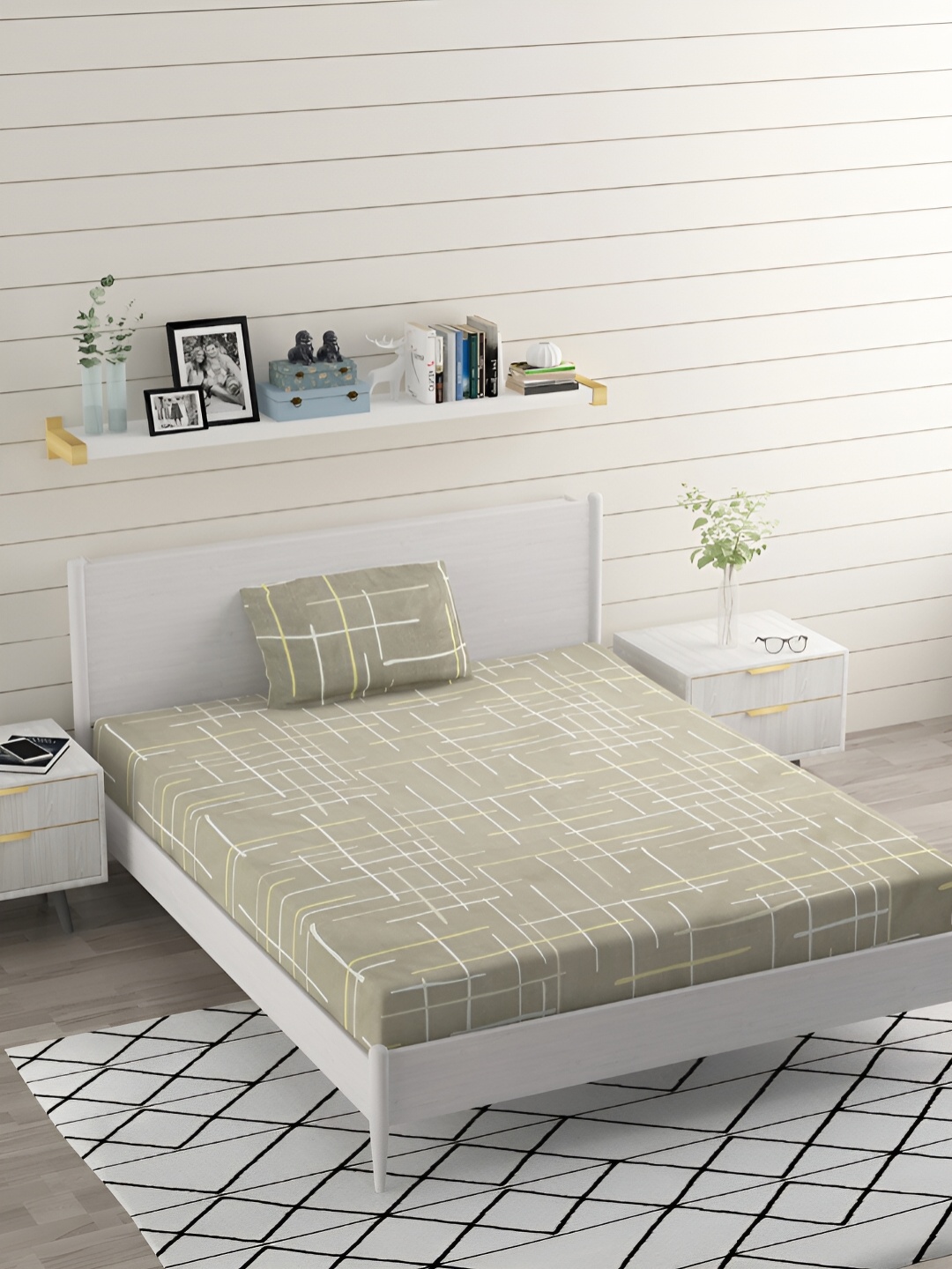 

Bromwick Green Striped Cotton 210 TC Single Bedsheet with 1 Pillow Cover 110 GSM