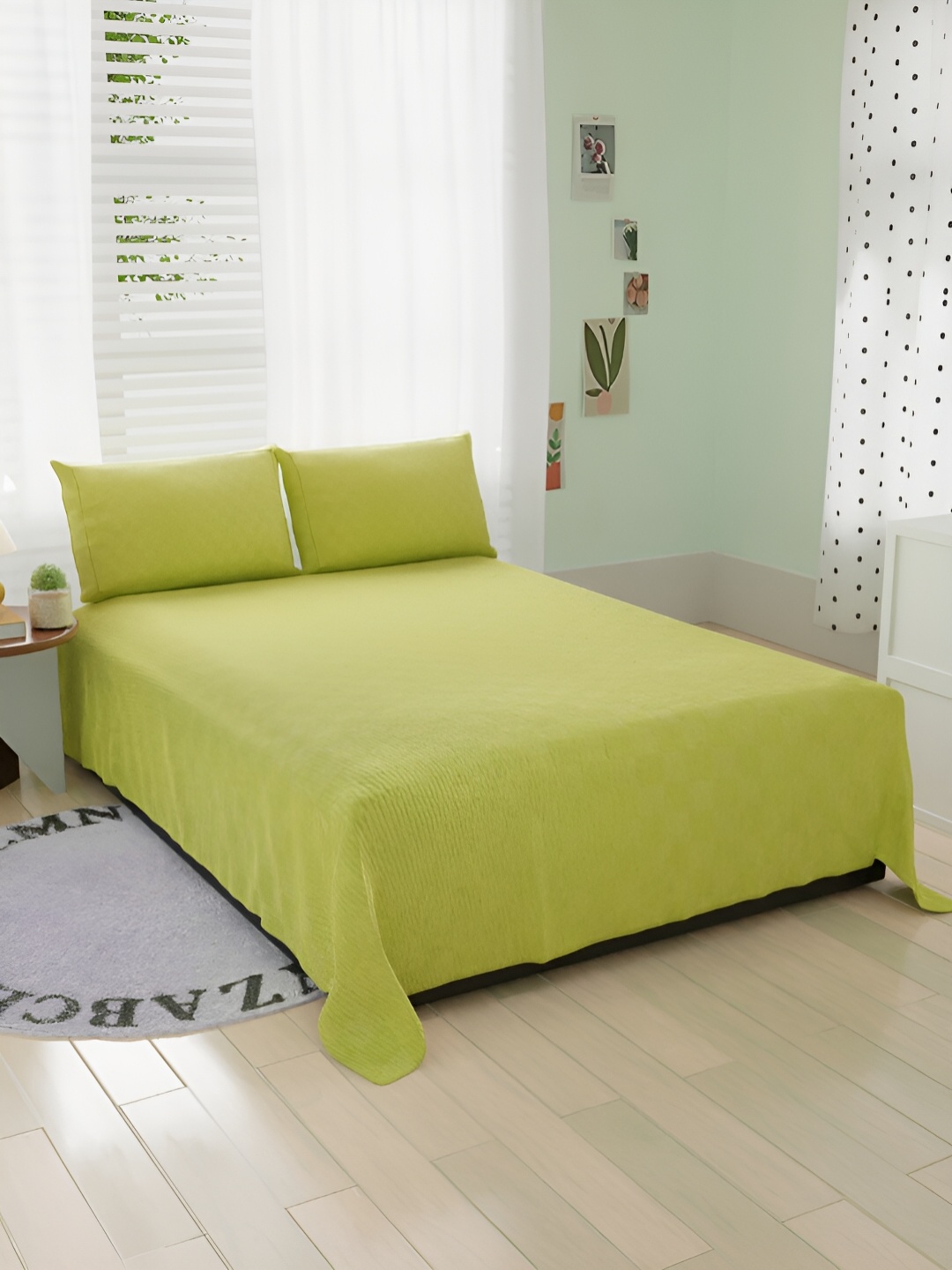 

Bromwick Green Geometric Cotton 210 TC Queen Bedsheet with 2 Pillow Covers 110 GSM