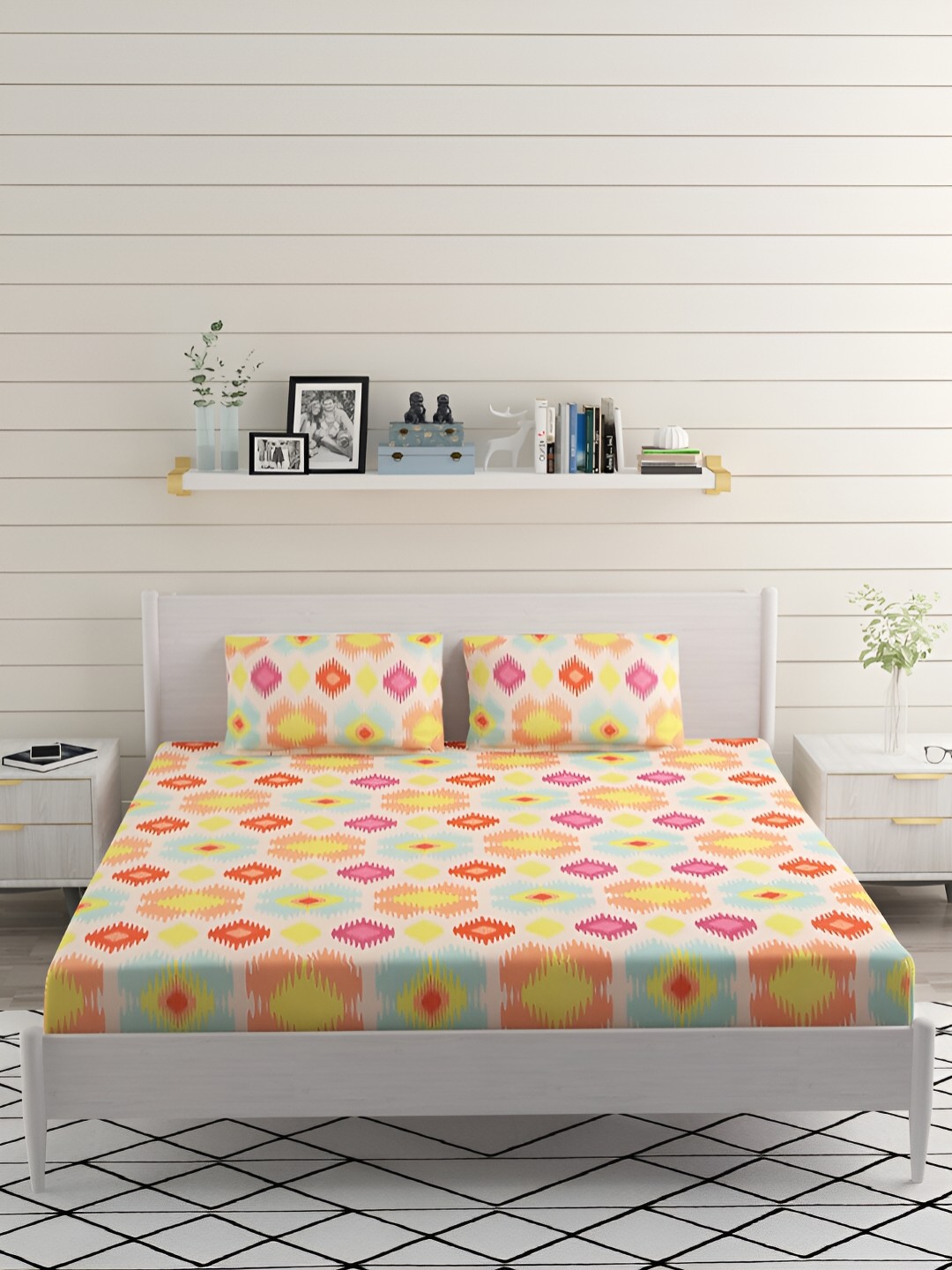 

Bromwick Yellow & Peach Abstract Cotton 210 TC Crib Bedsheet with 2 Pillow Covers
