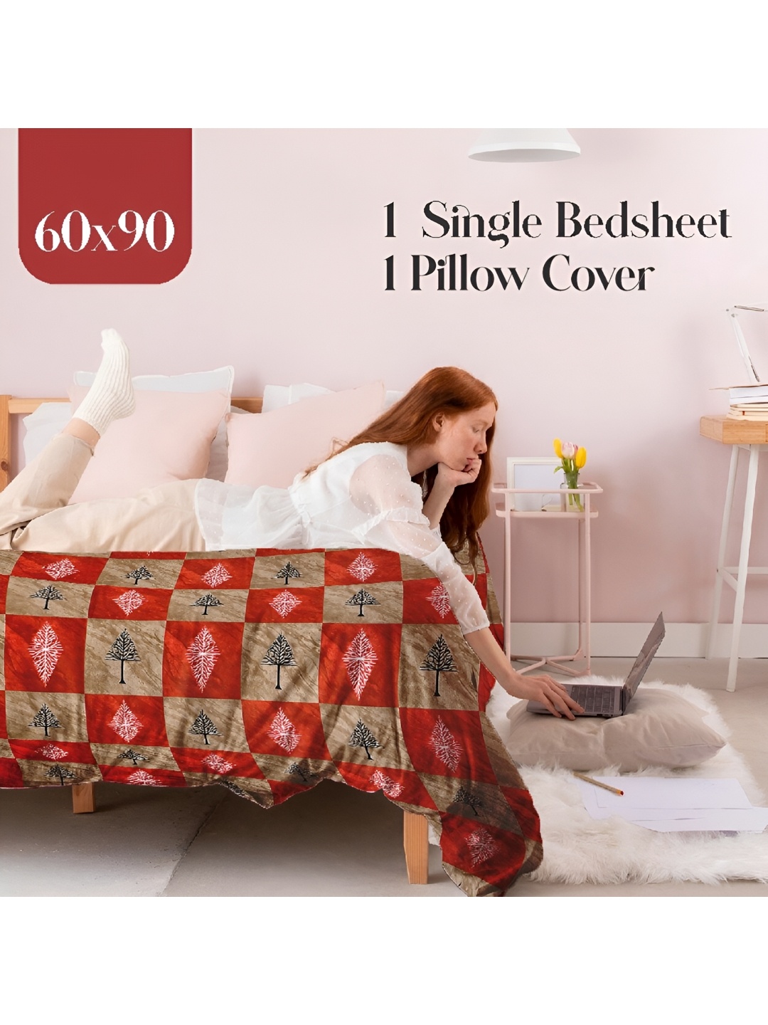 

Bromwick Red Floral Cotton 210 TC Single Bedsheet with 1 Pillow Cover 110 GSM