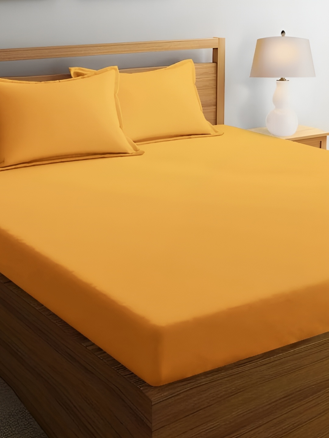 

Bromwick Yellow Cotton 210 TC Queen Bedsheet With 2 Pillow Covers