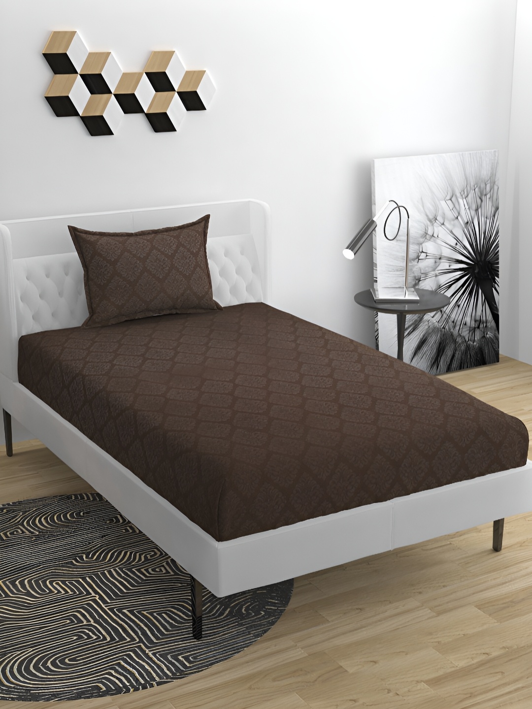 

Bromwick Brown& Grey Ethnic Motifs Cotton 210 TC Single Bedsheet with 1 Pillow Cover