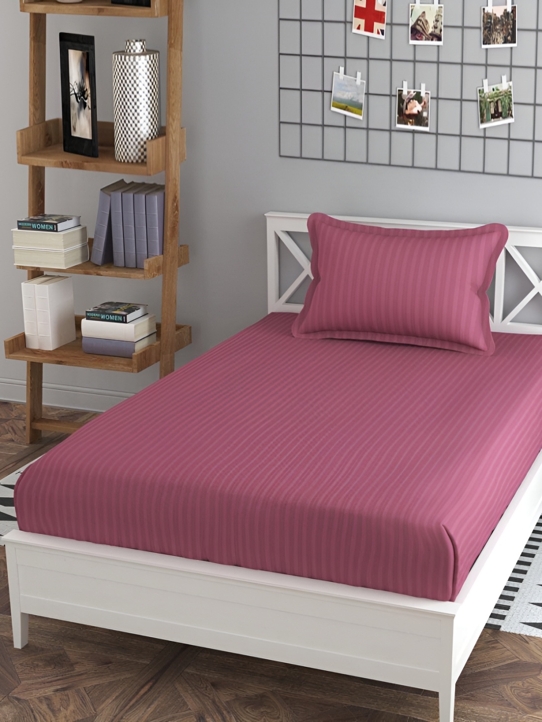 

Bromwick Mauve Striped Cotton 210 TC Single Bedsheet With 1 Pillow Cover