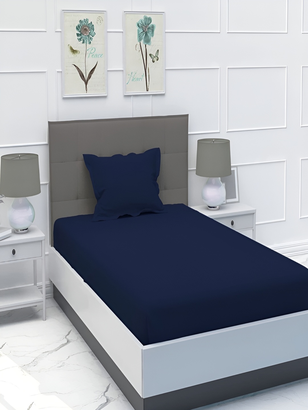 

Bromwick Blue Solid Cotton 210 TC Single Bedsheet with 1 Pillow Cover