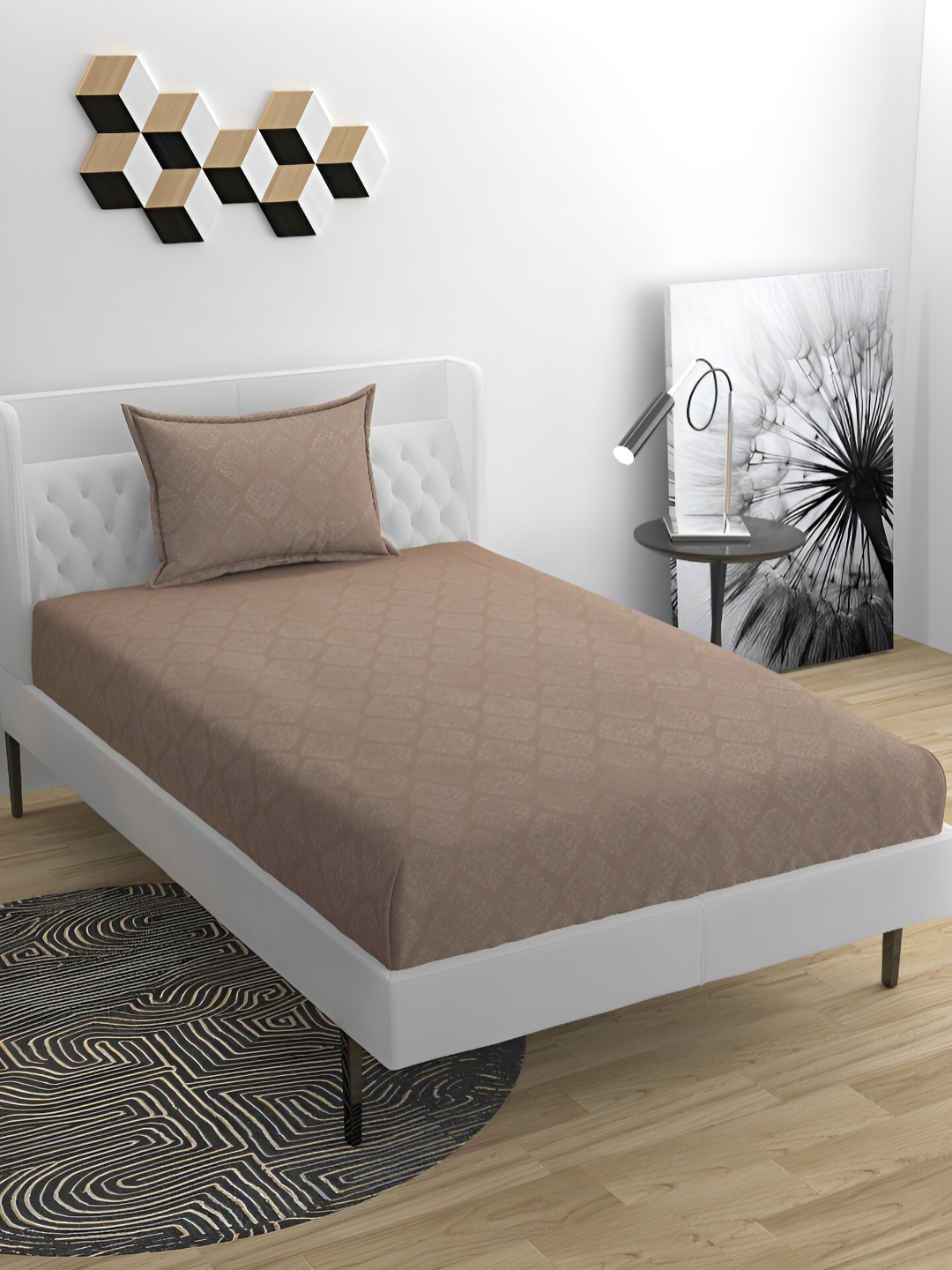 

Bromwick Brown& Grey Ethnic Motifs Cotton 210 TC Single Bedsheet with 1 Pillow Cover
