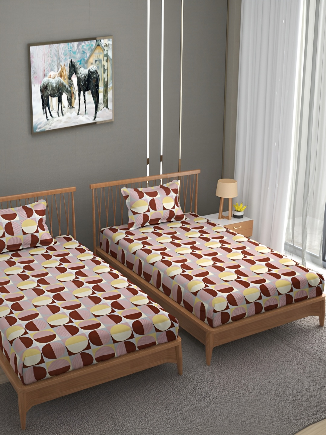 

Bromwick Brown Abstract Cotton 210 TC 2 Single Bedsheet With 2 Pillow Covers