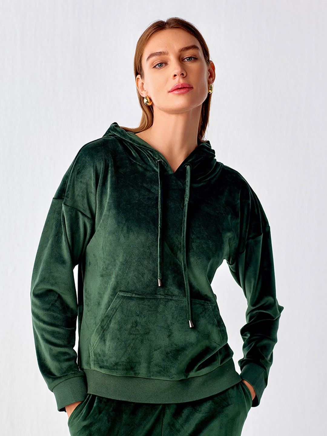 

COVER STORY Hooded Drop Shoulder Pullover, Green