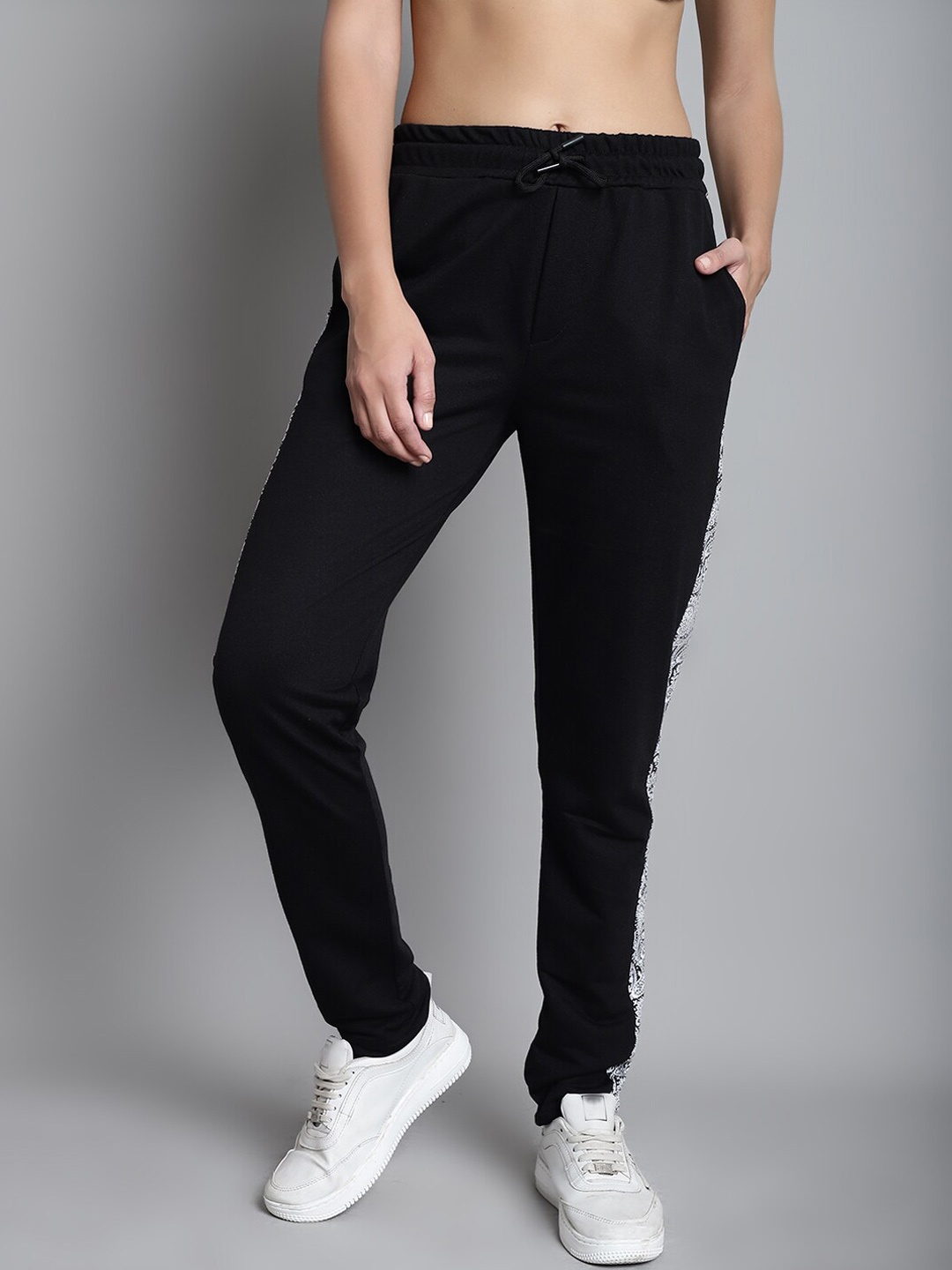 

DressBerry Black Side Floral Printed Cotton Joggers