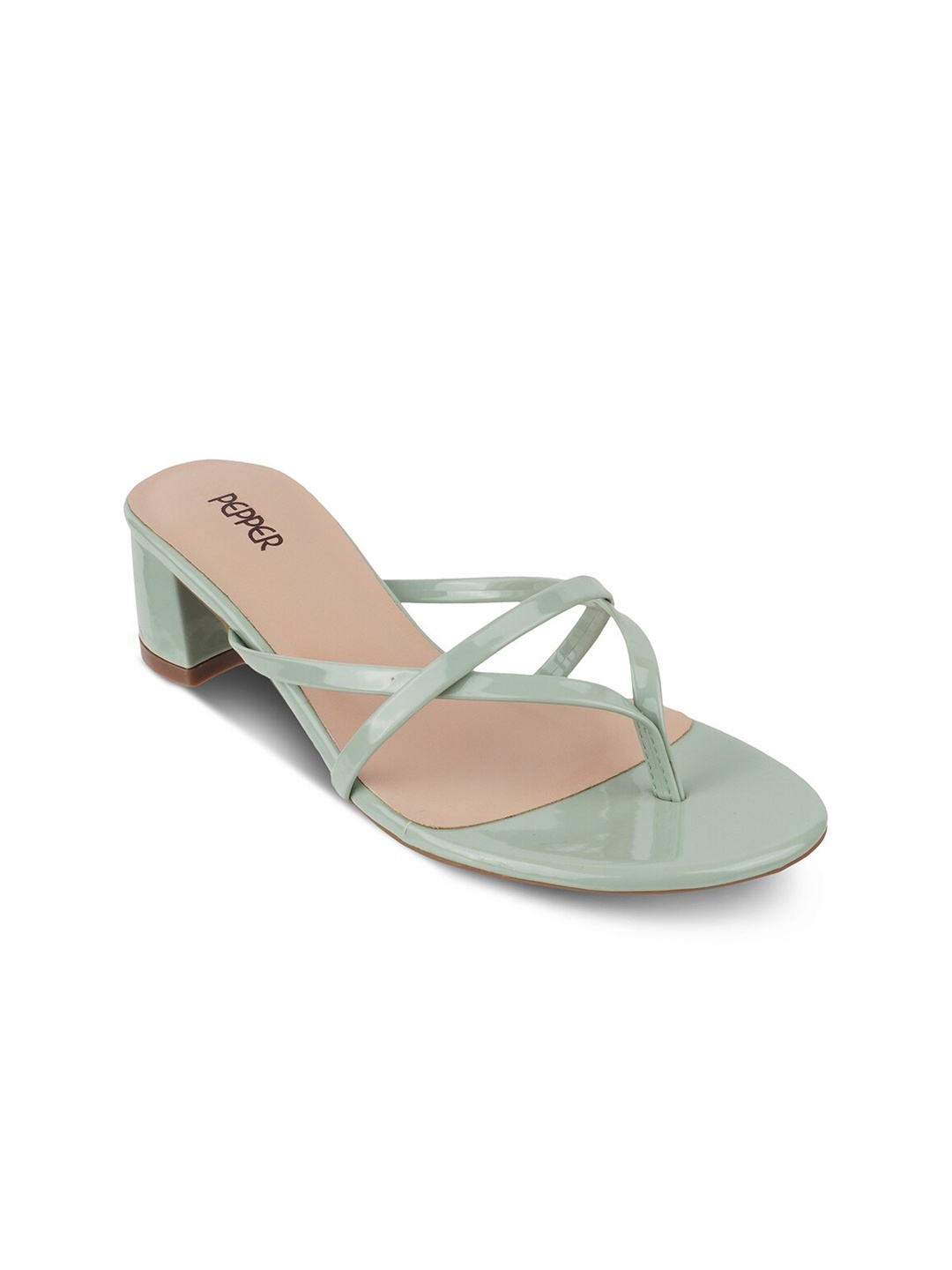 

PEPPER Open Toe Block Heels, Sea green