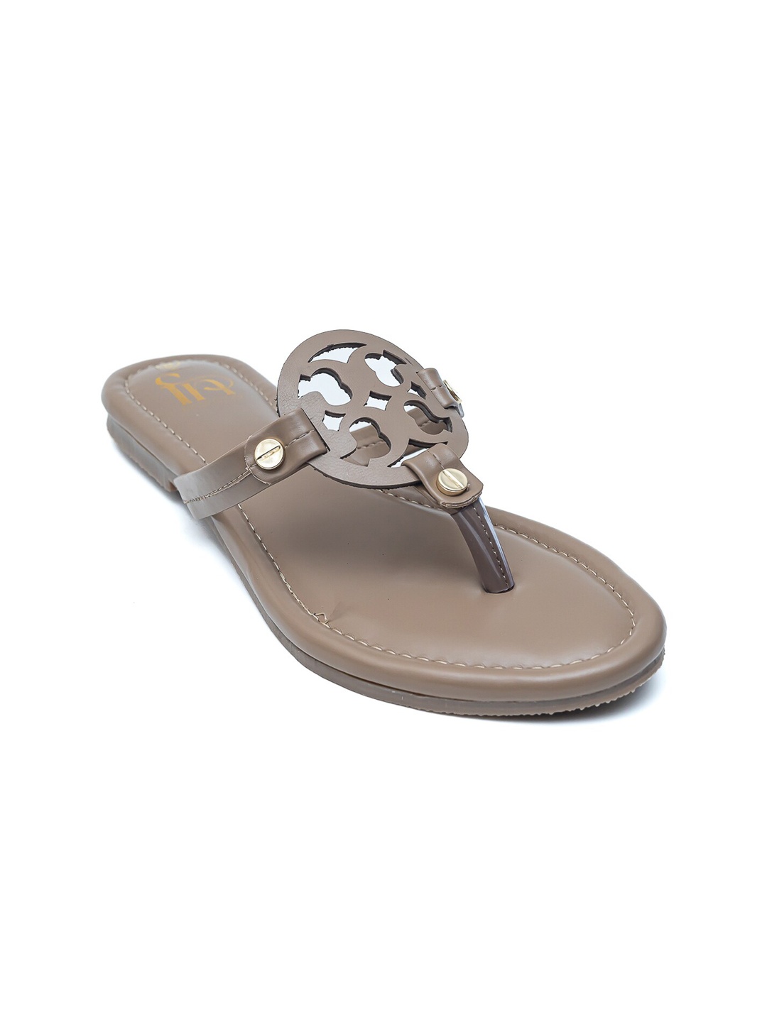 

Dapper Feet-Fancy Nancy Embellished T -Shape Flats, Beige