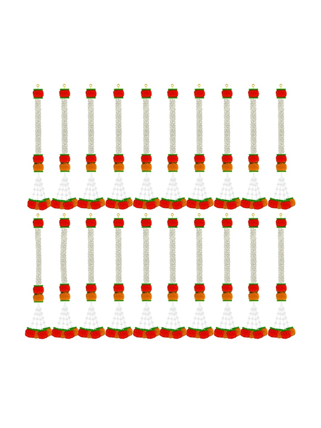 

iHandikart White & Orange 20 Pieces Hanging Jasmine Artificial Flowers