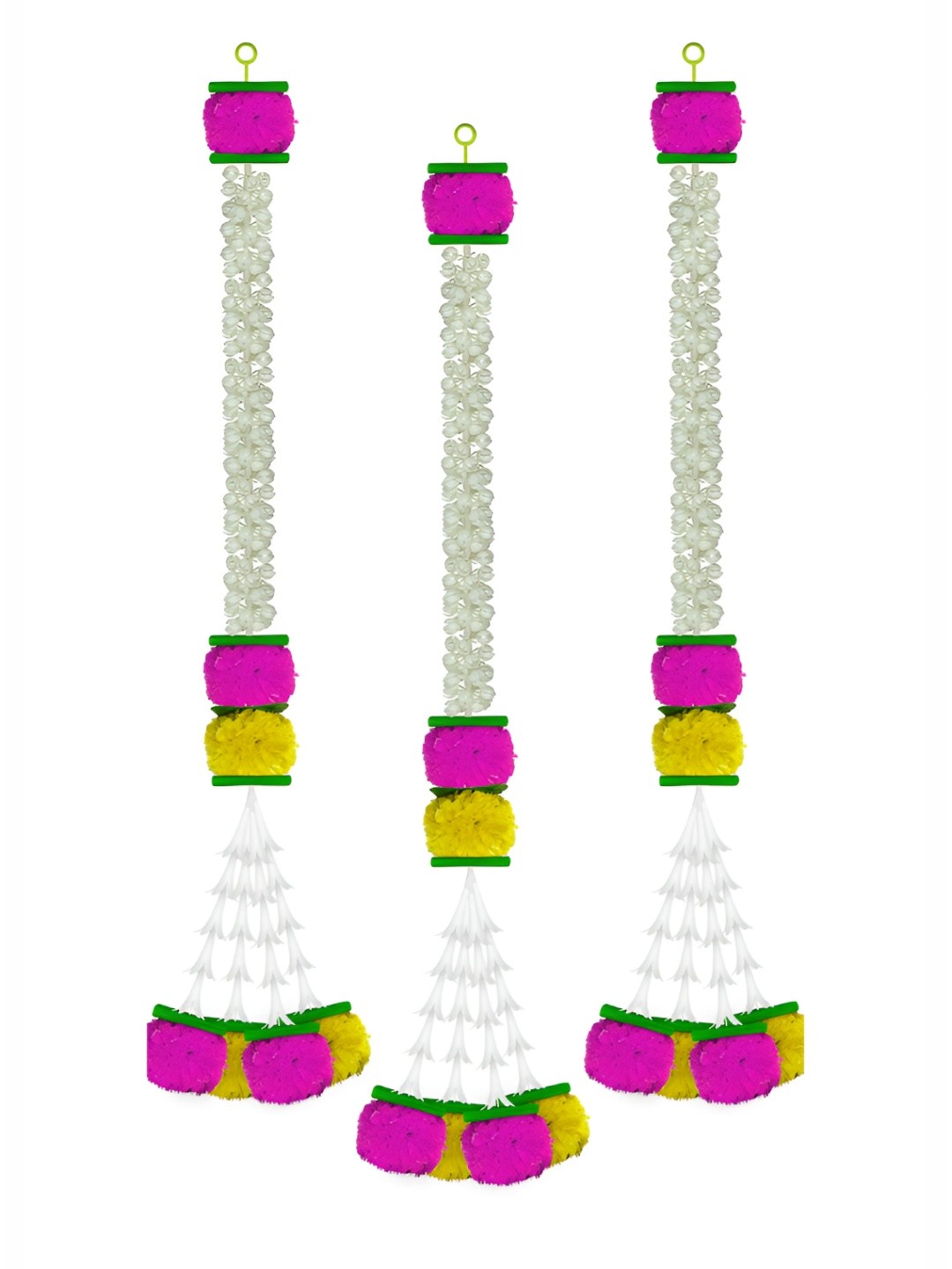 

iHandikart Yellow & Pink 3 Pieces Hanging Marigold Artificial Flower