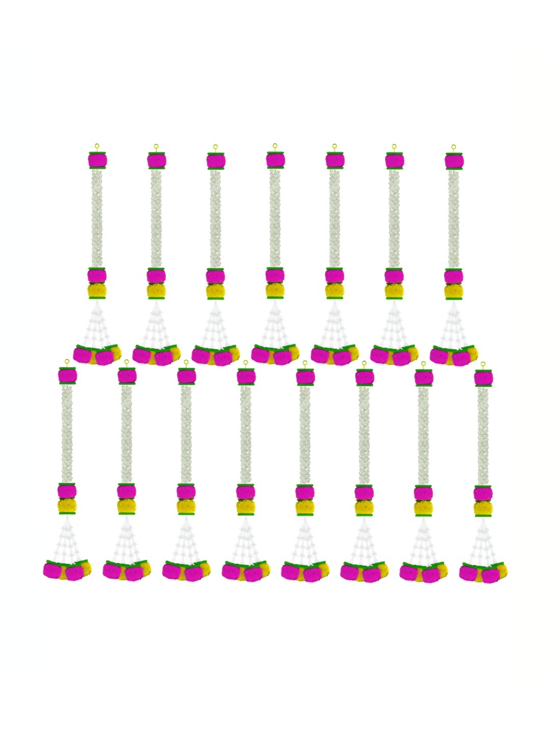 

iHandikart Yellow Pink 15 Pieces Hanging Marigold With Jasmine Artificial Flower