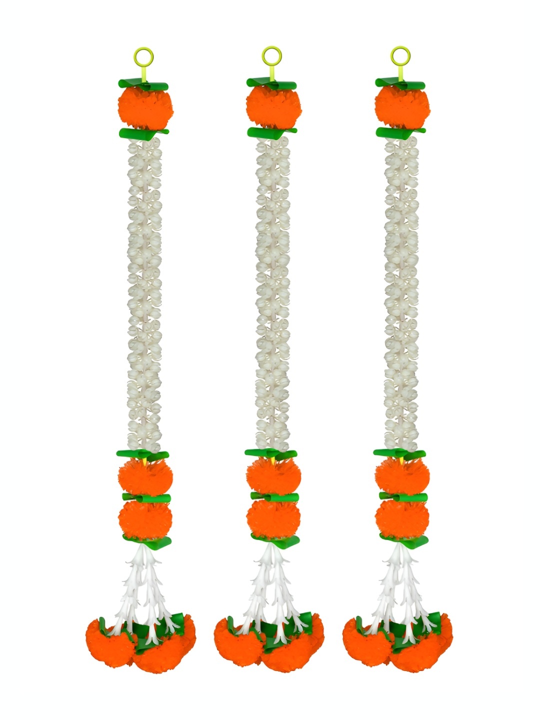 

iHandikart Multicoloured 3 Pieces Hanging Marigold Artificial Garlands, White