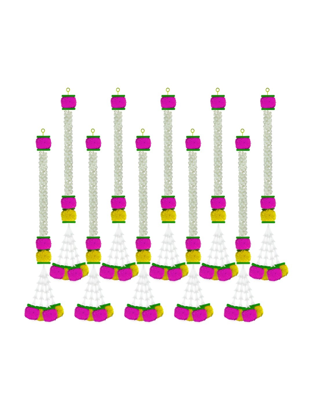 

iHandikart Yellow & Pink 10 Pieces Hanging Marigold Artificial Flower