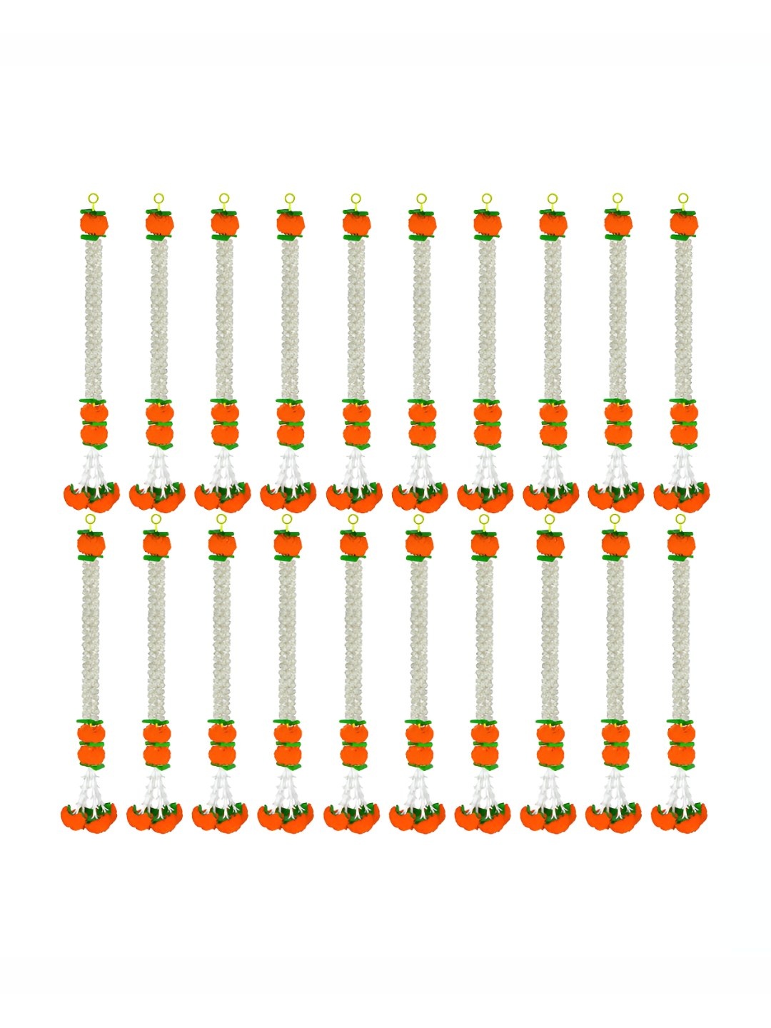 iHandikart Orange& White 20Pcs Hanging Marigold Artificial Flower