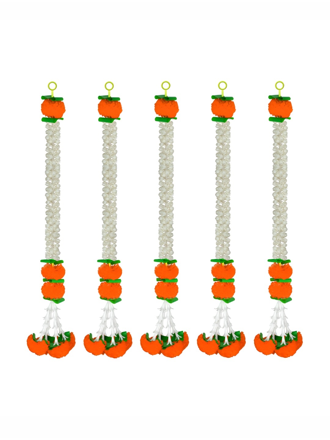 

iHandikart White & Orange 5 Pieces Hanging Marigold Artificial Garland
