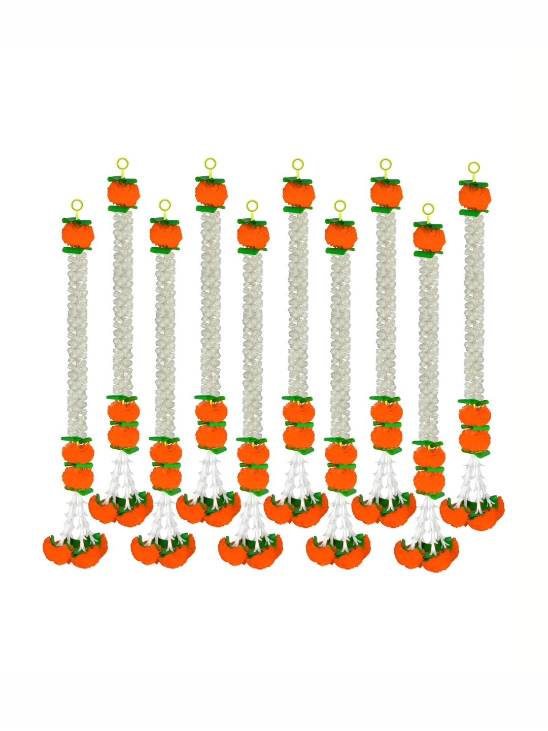 

iHandikart White & Orange 10 Pieces Hanging Marigold Artificial Garland