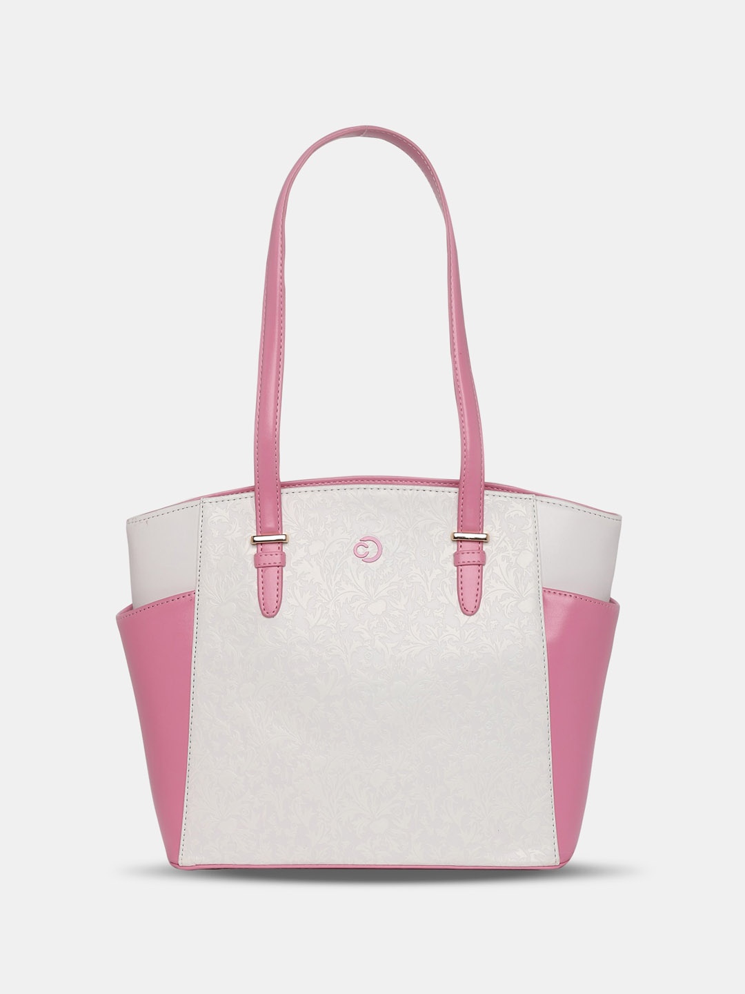 

Caprese Ethnic Motifs Printed Leather Tote Bag, White