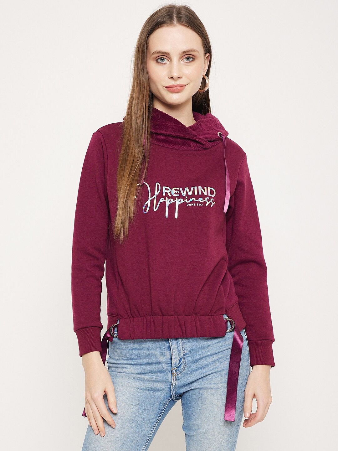 

Duke Typography Printed Hooded Cotton Pullover Sweatshirt, Maroon