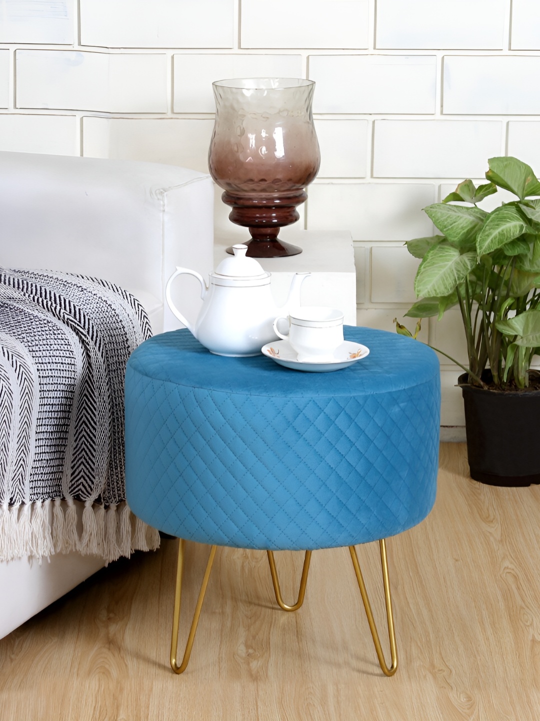 

Shadowkart Blue Textured Ottoman Pouffes