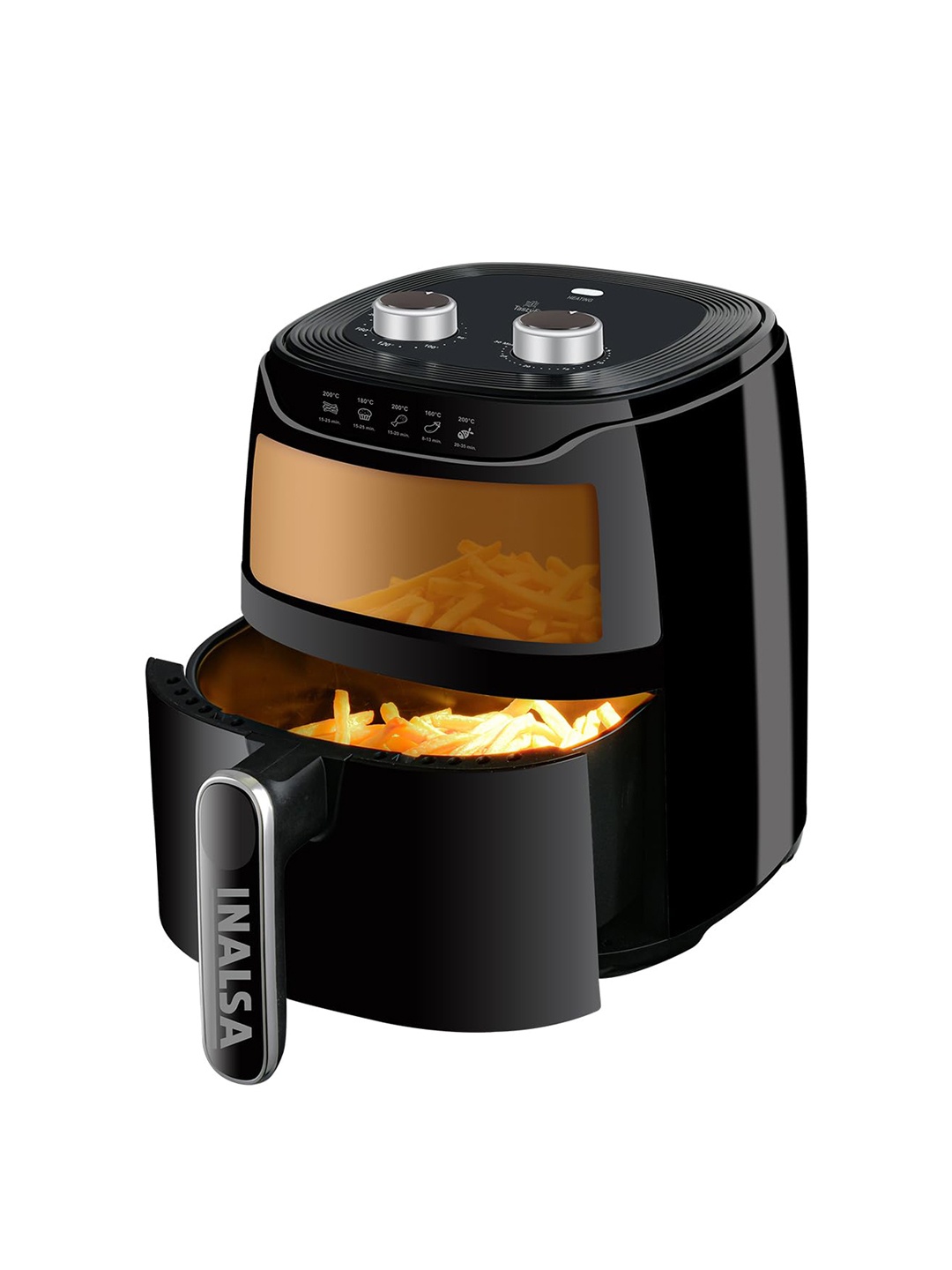 

Inalsa Black Tasty Fry MW Stainless Steel Air Fryer with Regular Handle 4.2 L