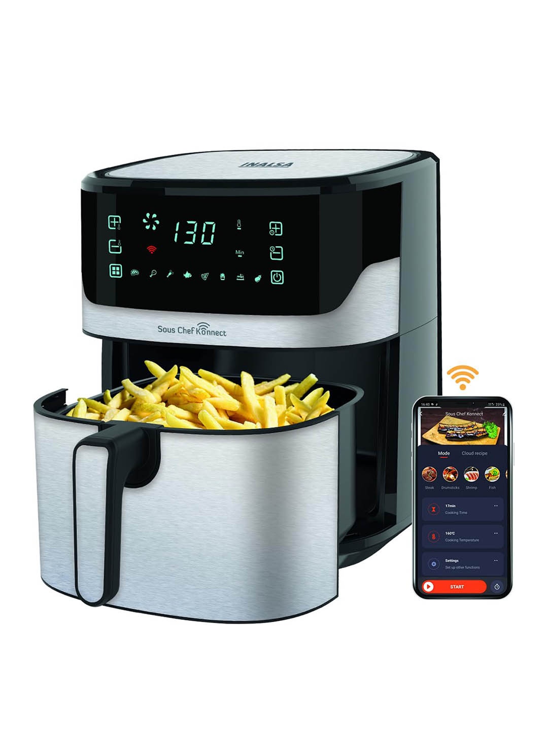 

Inalsa Black Sous Chef Konnect Air Fryer 1600 W