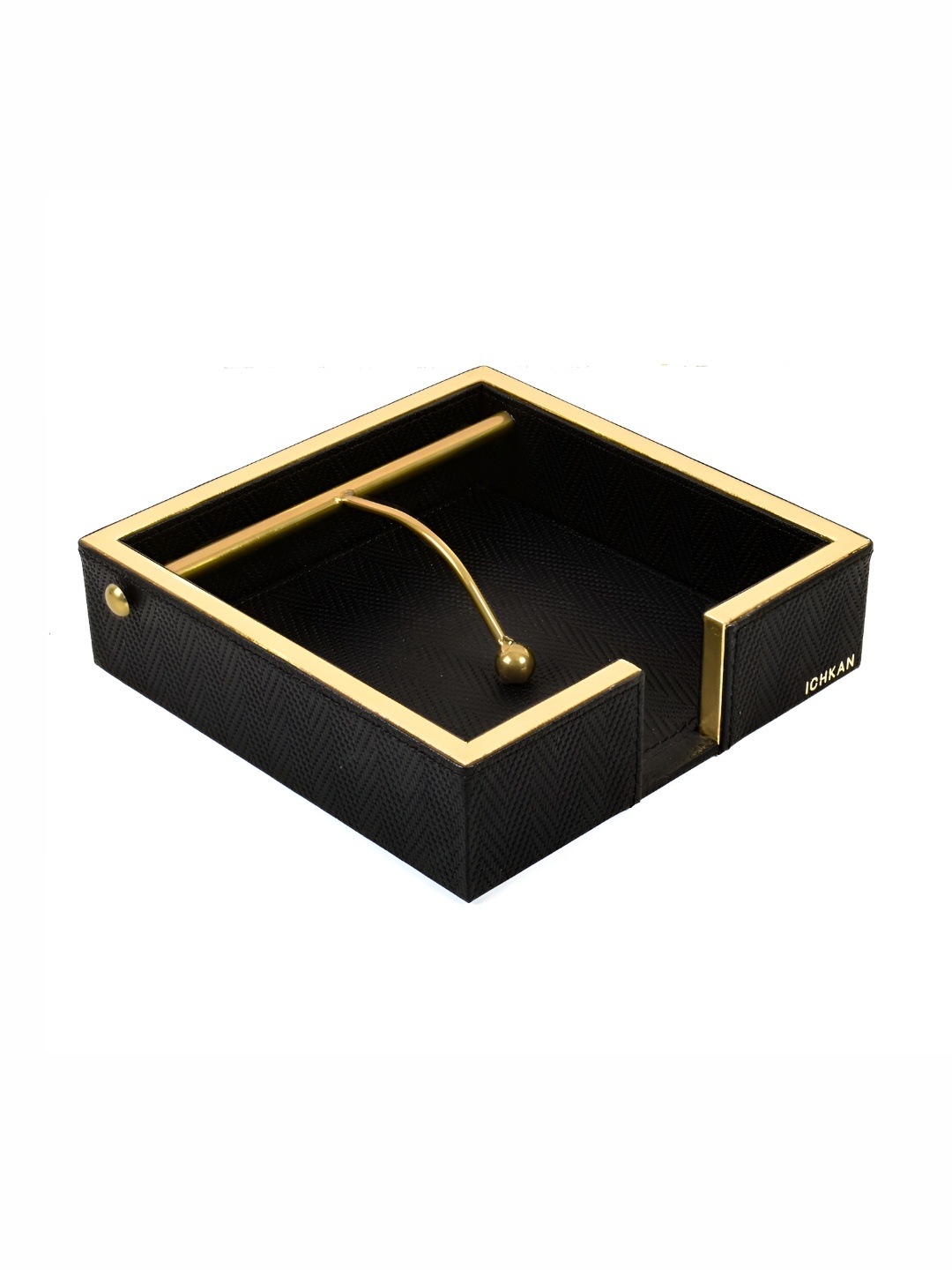 ICHKAN Black & Gold toned Leather Tissue Holder