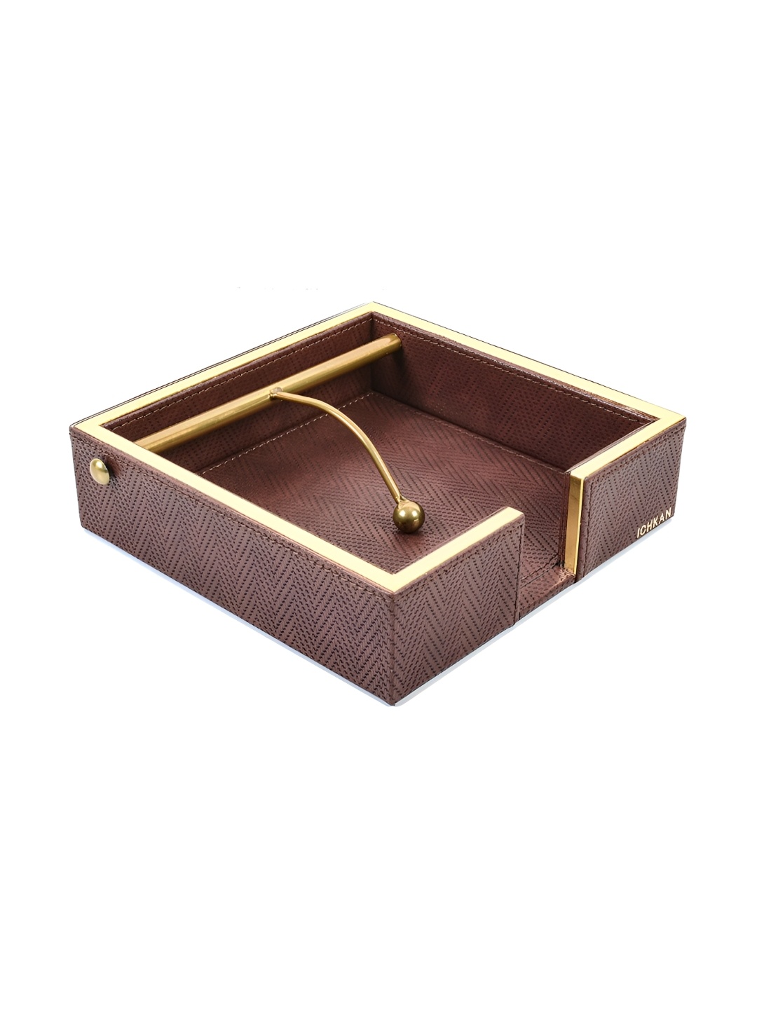 

ICHKAN Hamilton Brown & Gold toned Textured Wooden Tissue Holder