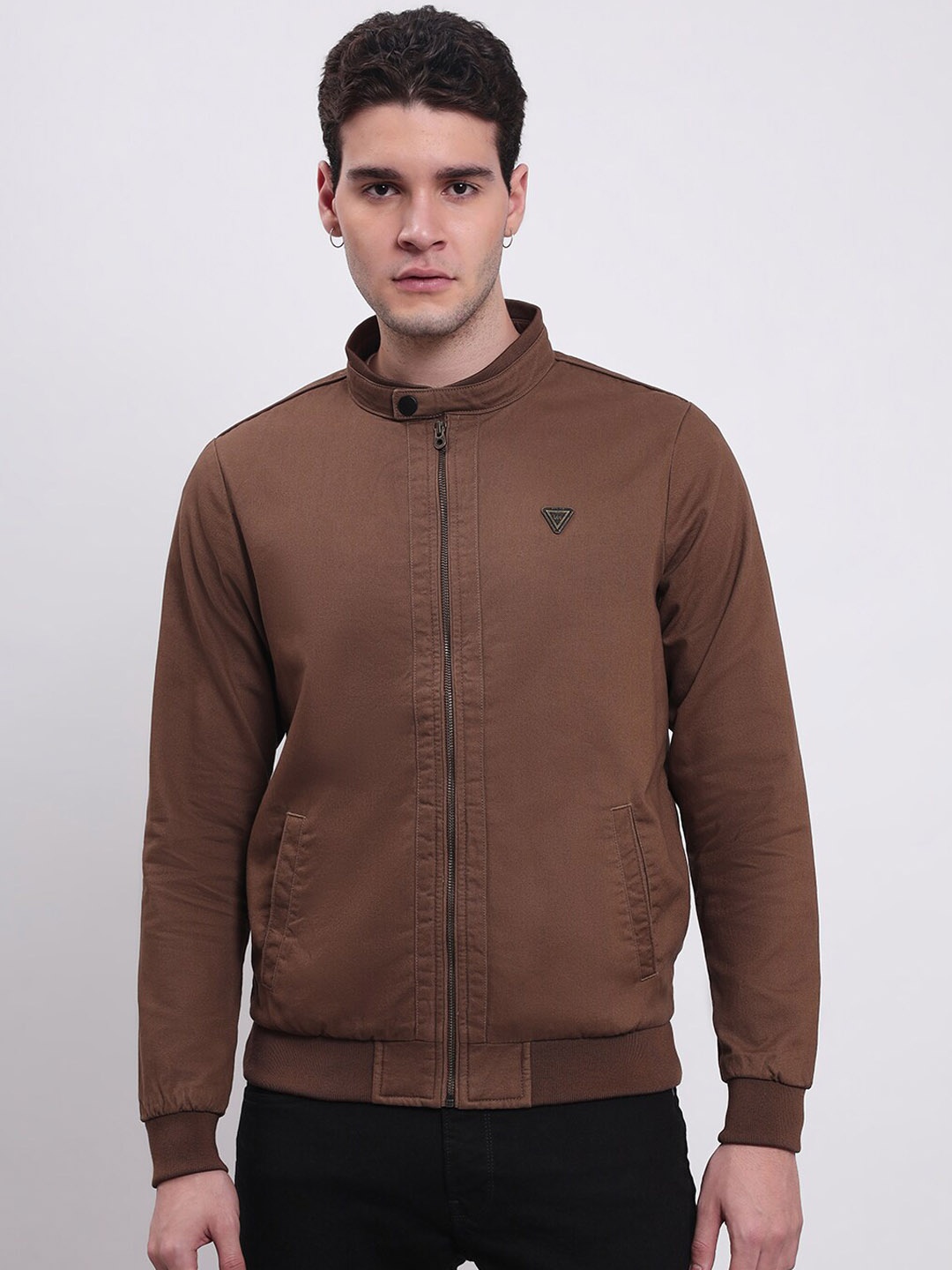 

Lee Mock Collar Long Sleeves Bomber Jacket, Brown