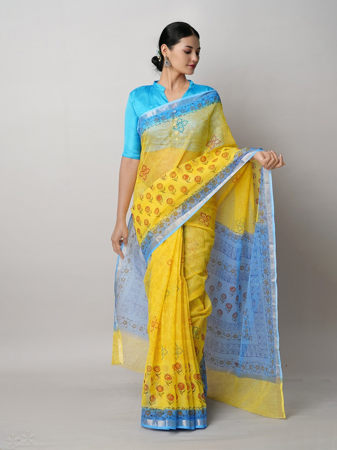 

Unnati Silks Ethnic Motifs Pure Cotton Handloom Kota Saree, Yellow