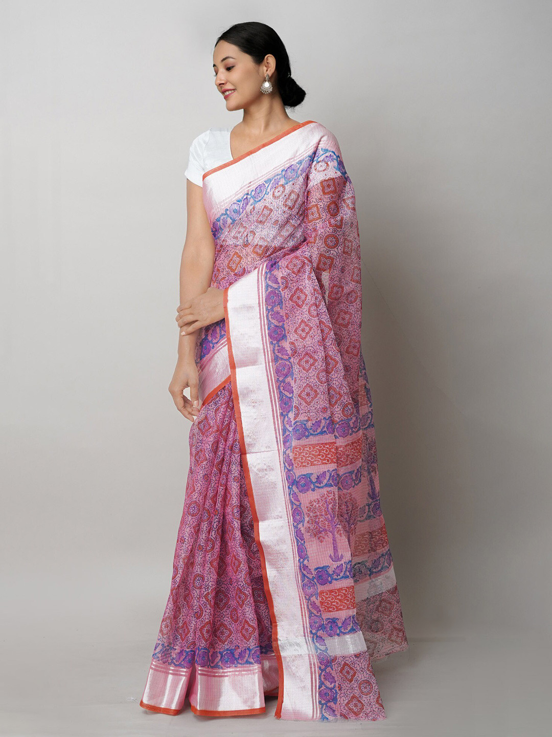 

Unnati Silks Ethnic Motifs Pure Cotton Handloom Kota Saree, Red