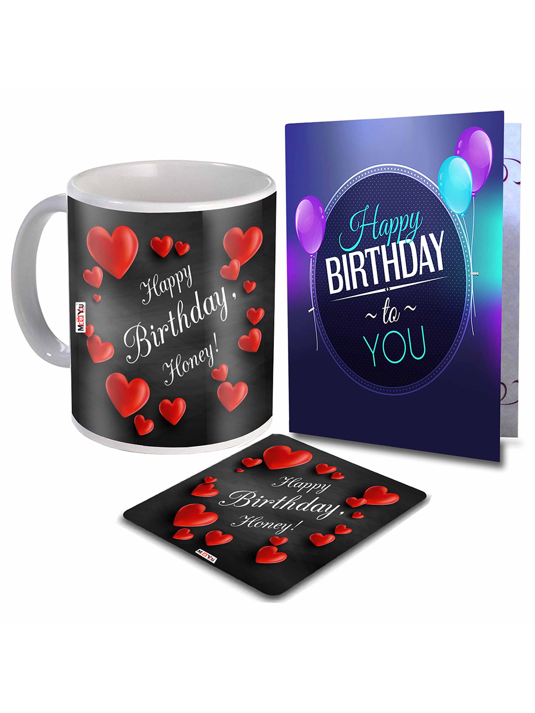 

ME & YOU Black & White 3 Pieces Printed Coffee Mug With Card & Coaster