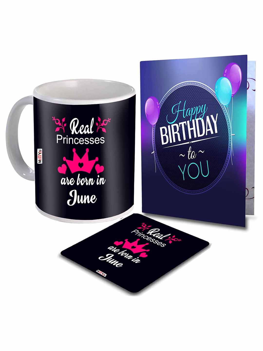 

ME & YOU Black & White 3 Pieces Printed Coffee Mug With Card & Coaster