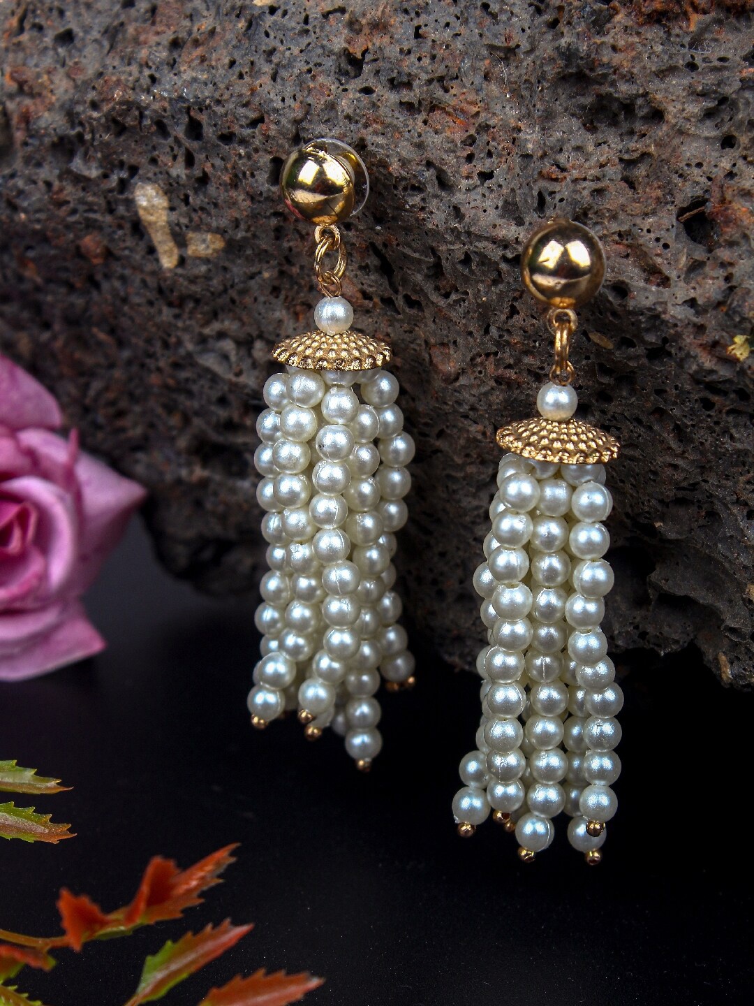 

Stylecast X KPOP Rose Gold-Plated Contemporary Beaded Drop Earrings