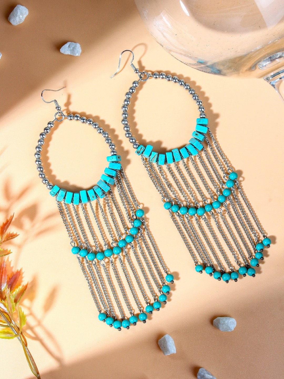 Stylecast X KPOP Blue Silver-Plated Circular Drop Earrings