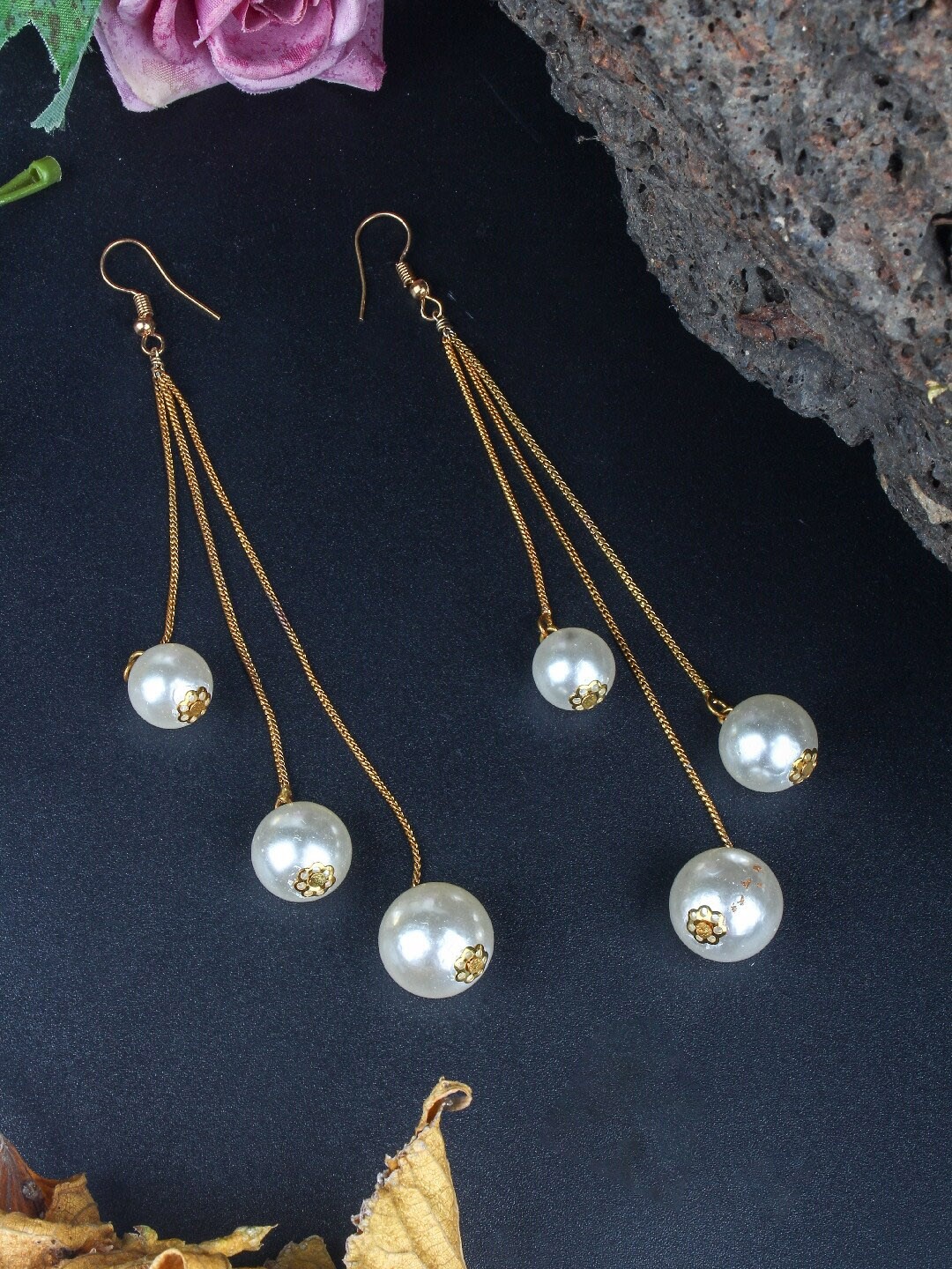 

Stylecast X KPOP Gold-Plated Beaded Contemporary Drop Earrings