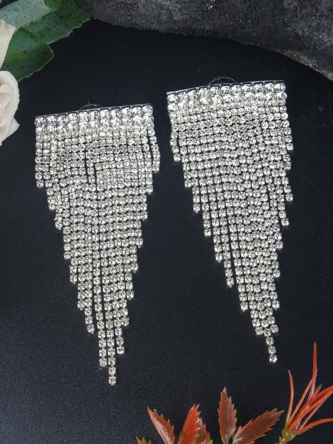 

Stylecast X KPOP Silver Plated Rhinestone Studded Fabric Drop Earrings
