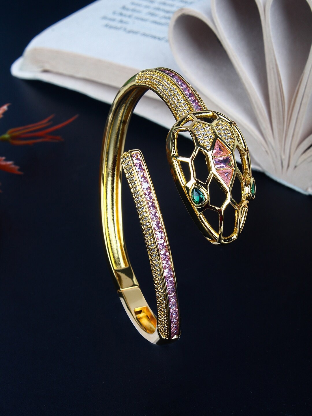 

Stylecast X KPOP White Women Cubic Zirconia Gold-Plated Bangle-Style Bracelet
