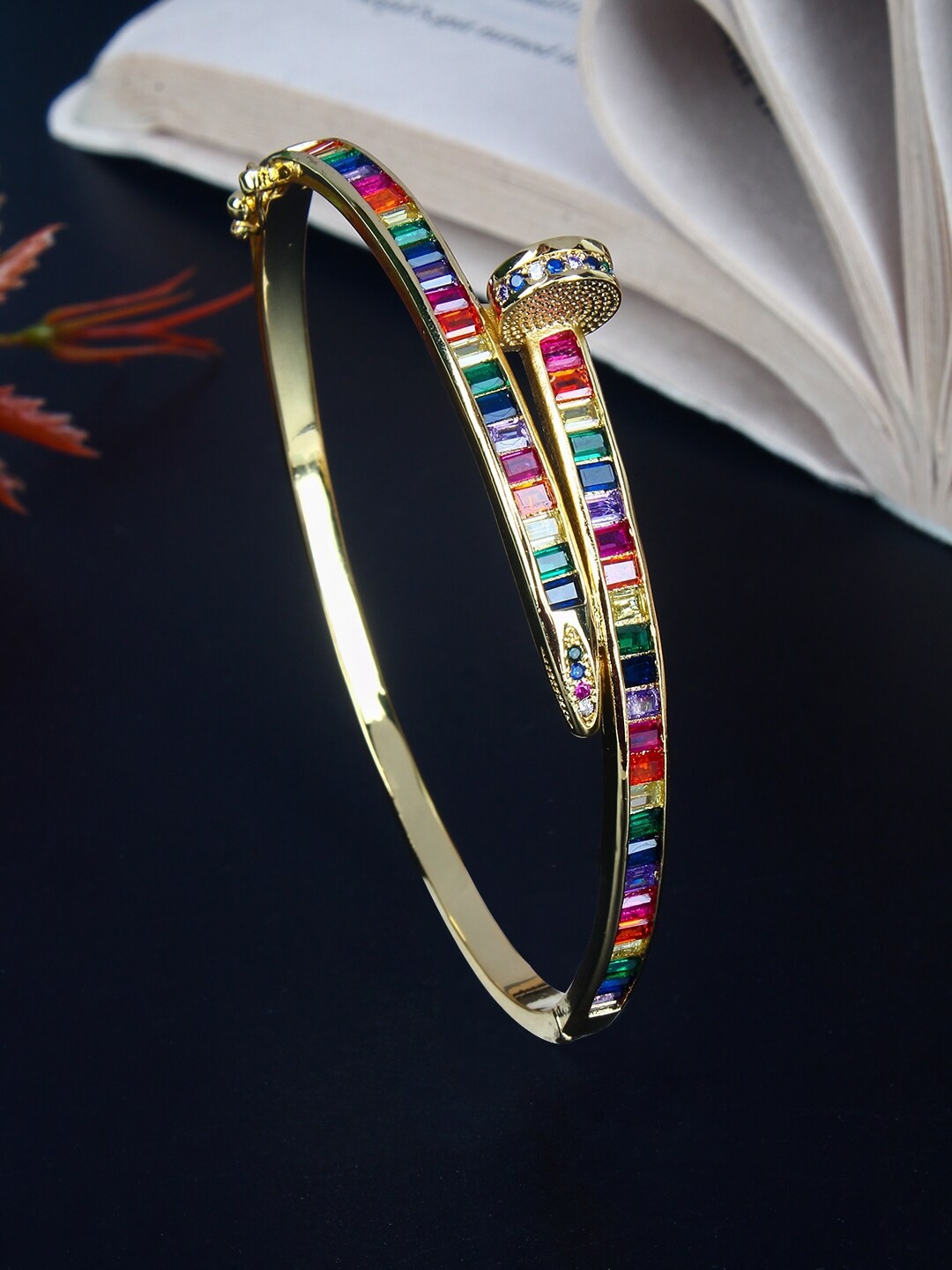 

Stylecast X KPOP Blue Gold Plated Cubic Zirconia Bangle-Style Bracelet