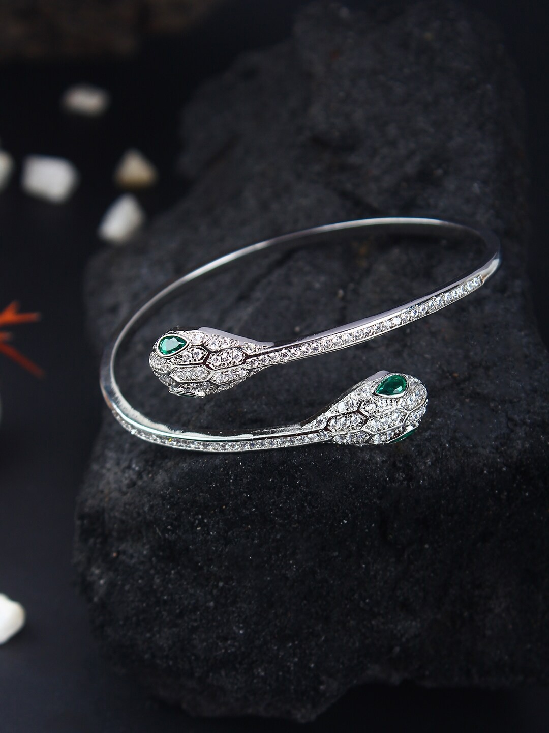 

Stylecast X KPOP Silver-Plated Brass Cubic Zirconia Bangle-Style Bracelet