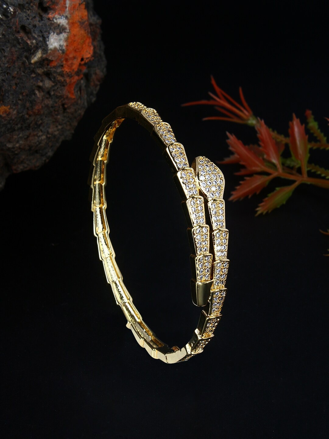 

Stylecast X KPOP Women Gold-Plated Cubic Zirconia Bangle-Style Bracelet