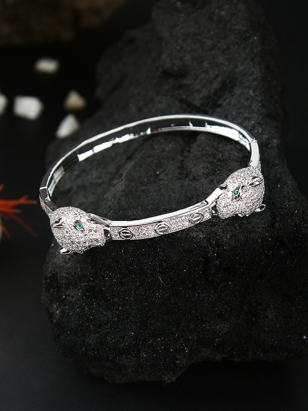 

Stylecast X KPOP Women Silver-Plated Cubic Zirconia Bangle-Style Bracelet