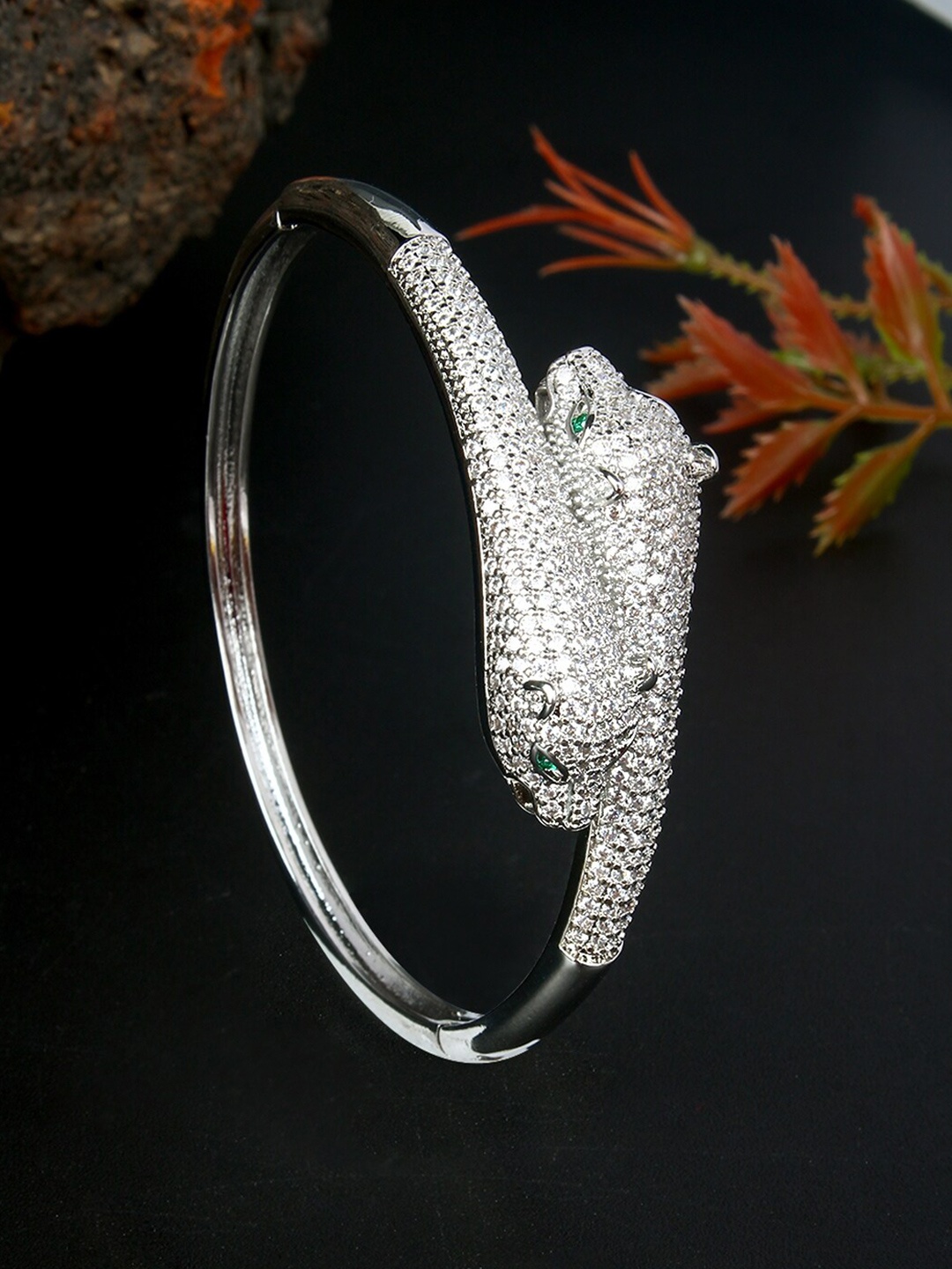 

Stylecast X KPOP White Women Cubic Zirconia Silver-Plated Bangle-Style Bracelet