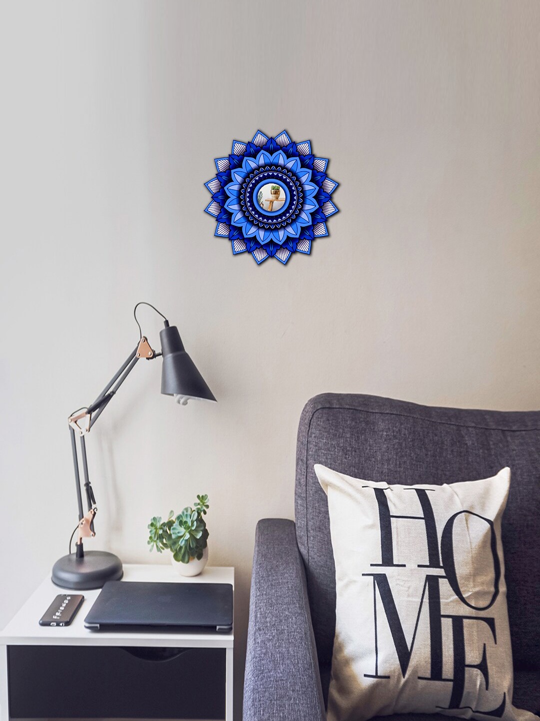 

VAH Kya Bat Hai !! Blue Printed Mandala art Flower 3D Acrylic Wall Sticker