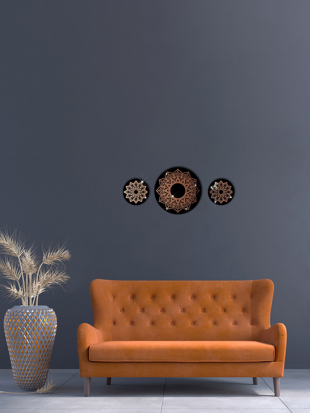 

VAH Kya Bat Hai !! 3 Pieces Black Designed 3D Acrylic Wall Sticker, Copper