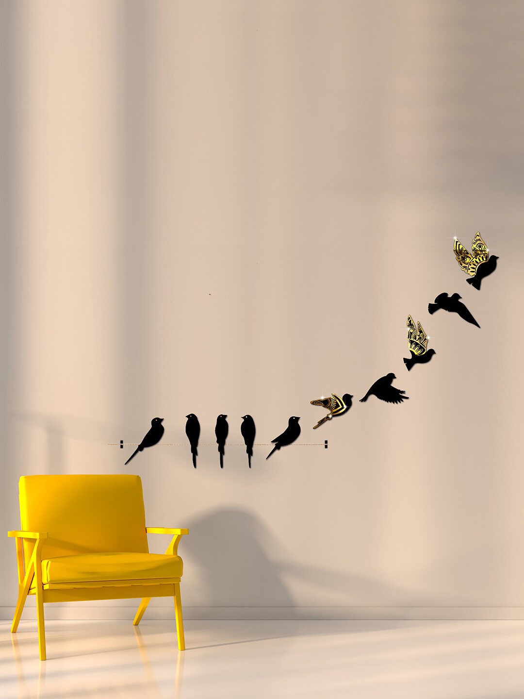 VAH Kya Bat Hai !! Black Designed 3D Acrylic Wall Sticker, Gold